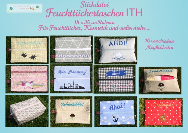 Stickdatei Feuchttücher *Komplett - 10 Versionen* - 18x30 cm