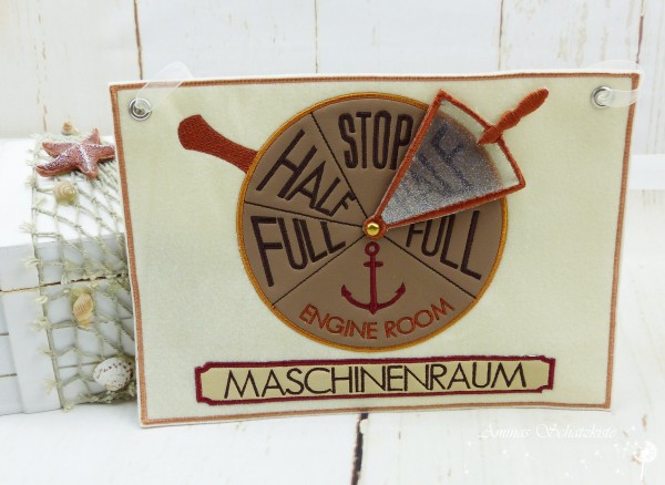 "Maschinenraum Türschild" ITH Stickdatei ab 13x18 cm