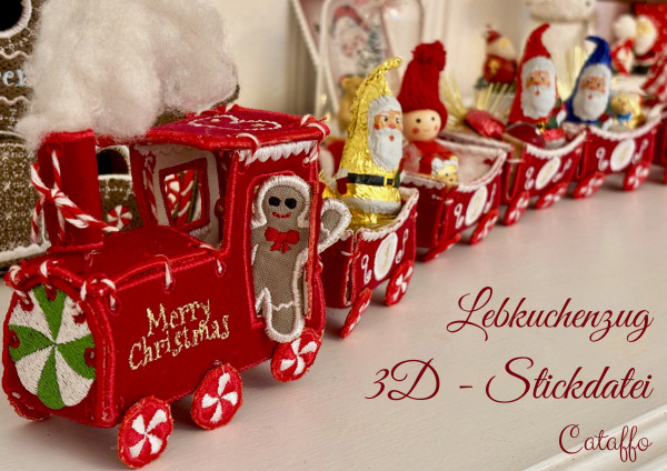 Stickdatei 3D-Lebkuchenzug - Bauset für Rahmen ab 13x18 cm