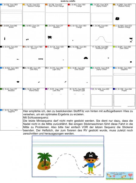 ITH Stickdatei Baggie *Pirat auf Schatzsuche* - 18x30 cm