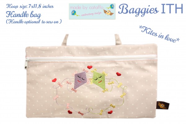 ITH Embroidery design "Baggie" 7" x 11.8" "Kites in love"