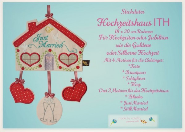 Stickdatei "Hochzeitshaus" Haustürschild ITH 18x30cm