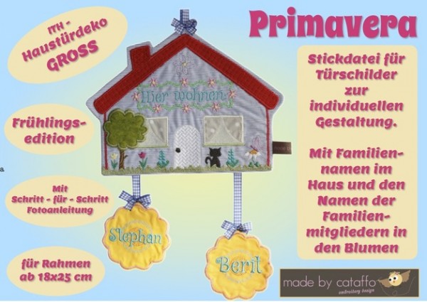 Stickdatei "Primavera" Haustürschild ITH 18x30cm