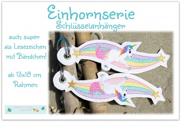 Einhornserie Stickdatei Schlüsselanhänger 13x18 cm