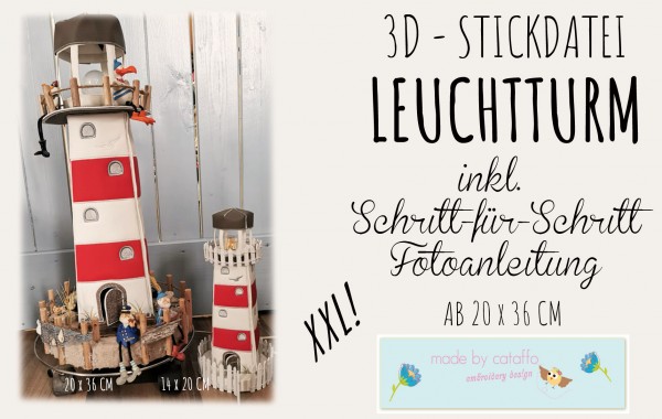 "Leuchtturm 3D" ITH Stickdatei ab 20x28 cm *Bausatz*