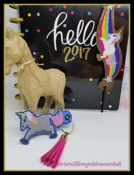 Einhornserie Stickdatei Schlüsselanhänger 10x10 cm