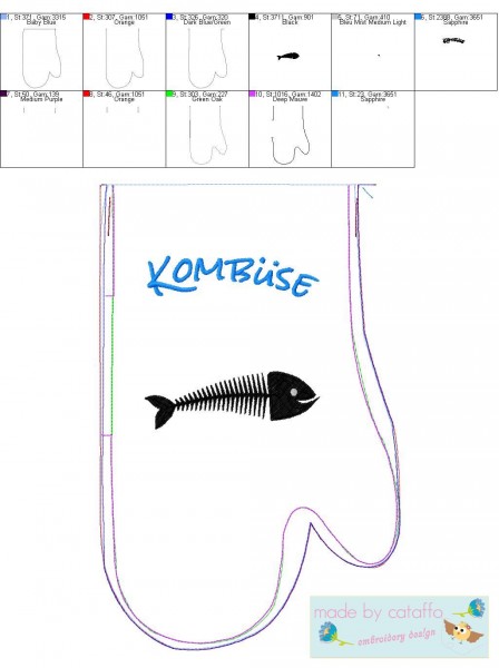 Embroidery design maritime Kitchen gloves ITH for 6.2x10.2" hoops and bigger complete set