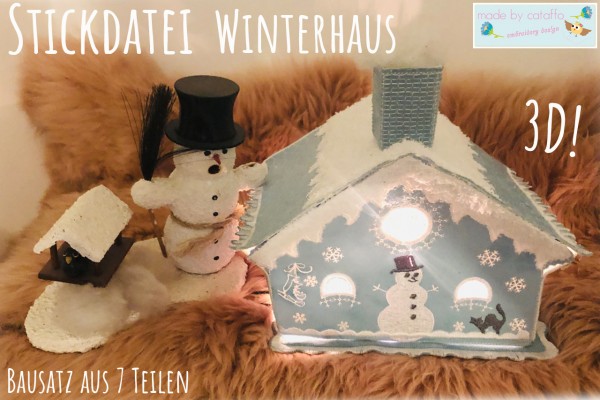 Stickdatei 3D-Winterhaus - Bauset für Rahmen ab 16x26 cm