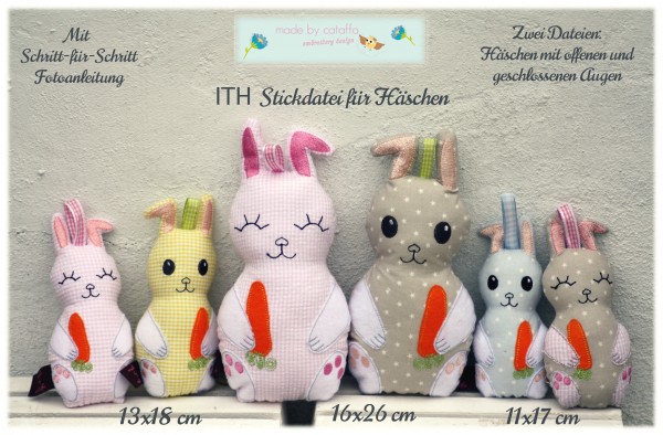 Stickdatei Häschen ITH - Komplettset: 11x17cm + 13x18cm + 16x26cm