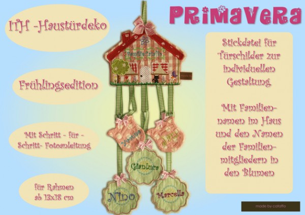 Stickdatei "Primavera" Haustürschild ITH 13x18cm