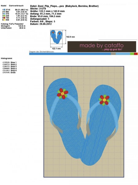 Stickdatei It´s Flip Flop Time für 13x18cm