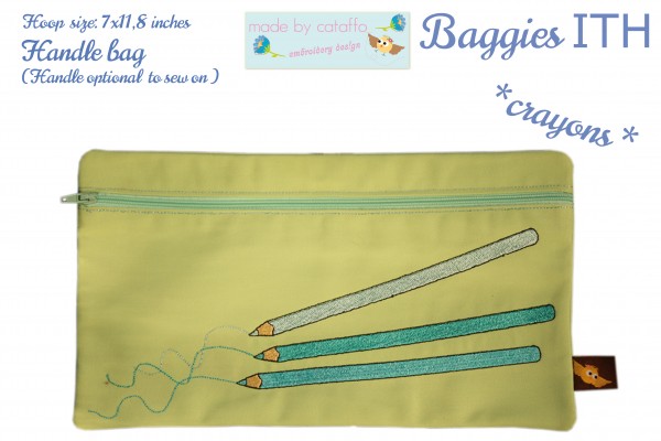 ITH Embroidery design "Baggie" 7" x 11.8" "Crayons"