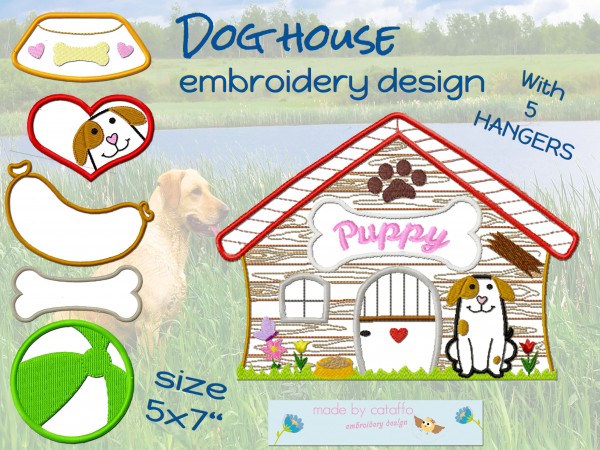 Embroidery design Doghouse ITH for 5 x 7 " hoop