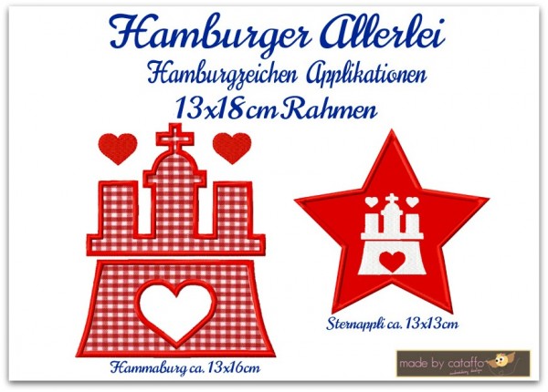 Stickdatei Hamburger Allerlei- Hamburgzeichen Herz 13x18cm
