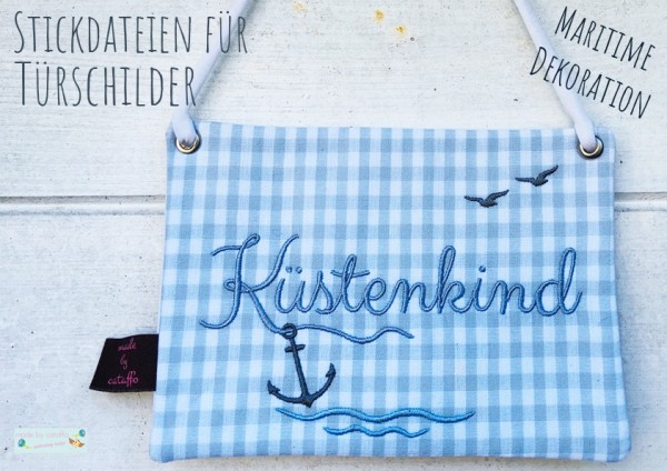"Maritime Türschilder" ITH Stickdatei 13x18 cm