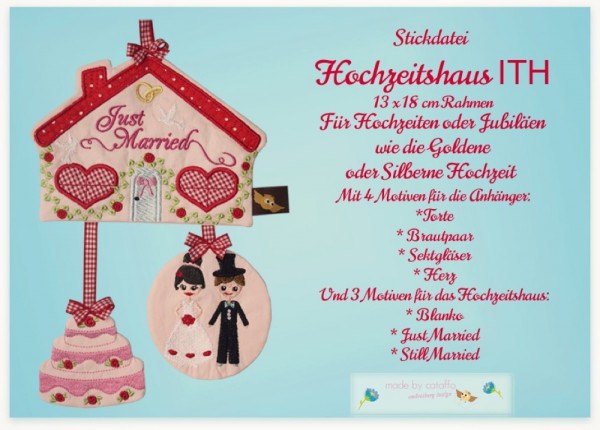 Stickdatei "Hochzeitshaus" Haustürschild ITH 13x18cm