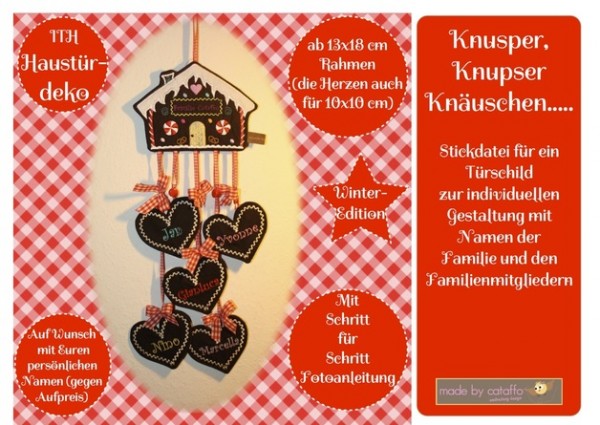 Stickdatei "Knusper Knäuschen" Haustürschild ITH 13x18cm
