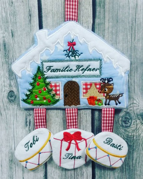 Stickdatei "Casa Rudi" Hausschild ITH 13x18 cm