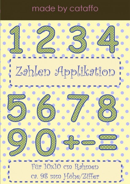 Stickdatei Zahlen Applikation für 10x10