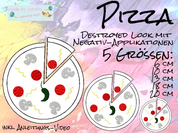 Stickdatei Negativ-Applikation "Pizza" ab 10 x 10 cm