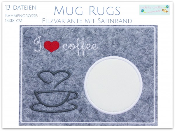 Embroidery file "Mug Rugs" ITH 5.1 x 7" with satin border
