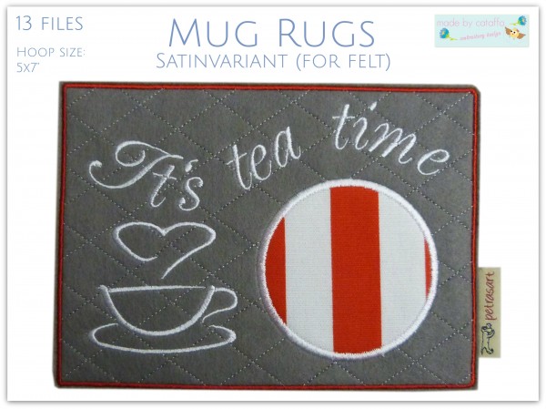 Embroidery file "Mug Rugs" ITH 5.1 x 7" with satin border