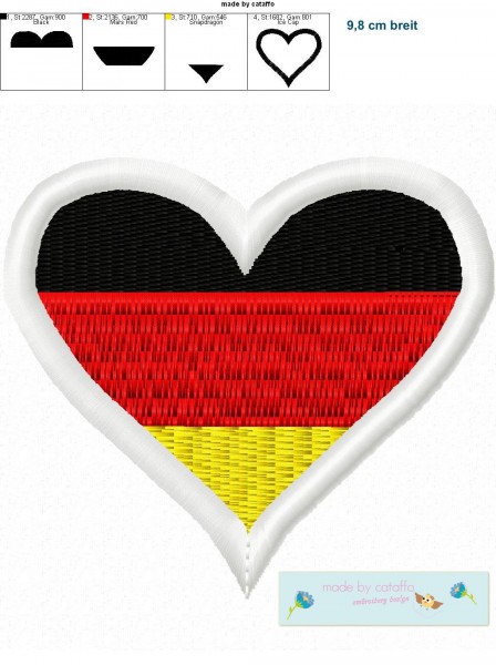 Stickdatei für Flaggen Buttons - Trikot Pimper -Deutschlandherz