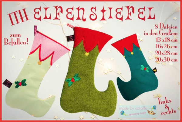 Stickdatei Nikolaussstiefel "Elf" ITH ab 13x18 cm