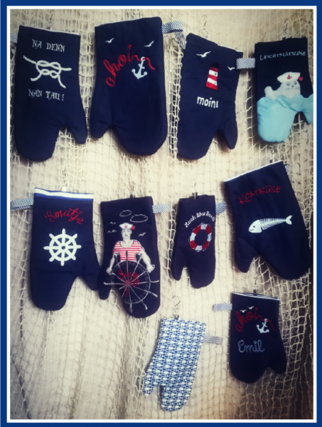 Embroidery design maritime Kitchen gloves ITH for 6.2x10.2" hoops and bigger complete set