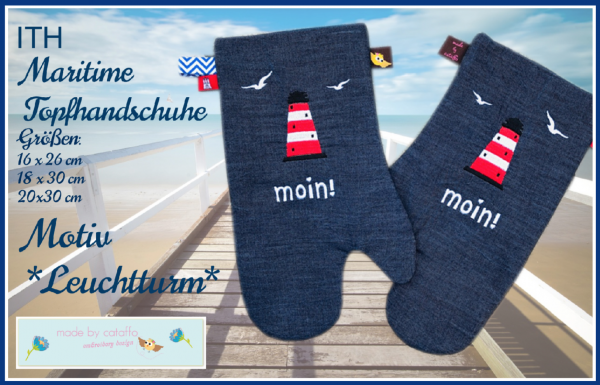 Embroidery design maritime Kitchen gloves ITH for 6.2x10.2" hoops and bigger complete set