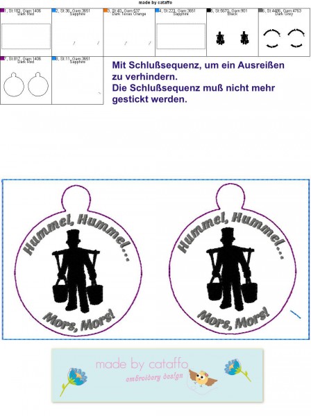 Stickdatei Anhänger Hummelmann für Rahmen ab 10x10 cm