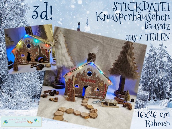 Embroidery design 3D Gingerbread house to build 6.2x10.2"