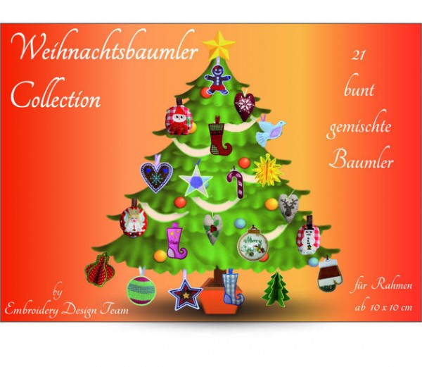 Stickdatei Weihnachtsbaumler- 21 Anhänger