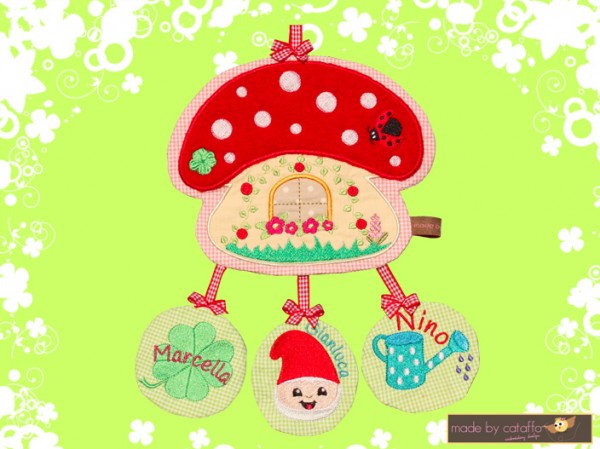 Stickdatei "Pilzhaus" Haustürschild ITH 13X18cm