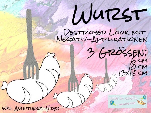 Embroidery design negative application "Sausage" for 4 x 4 " hoop