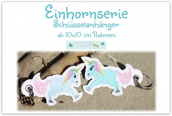 Einhornserie Stickdatei Schlüsselanhänger 10x10 cm