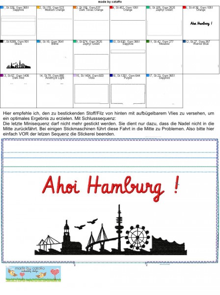 ITH Embroidery design Baggie *Hamburg Skyline* 5.1" x 11.8"