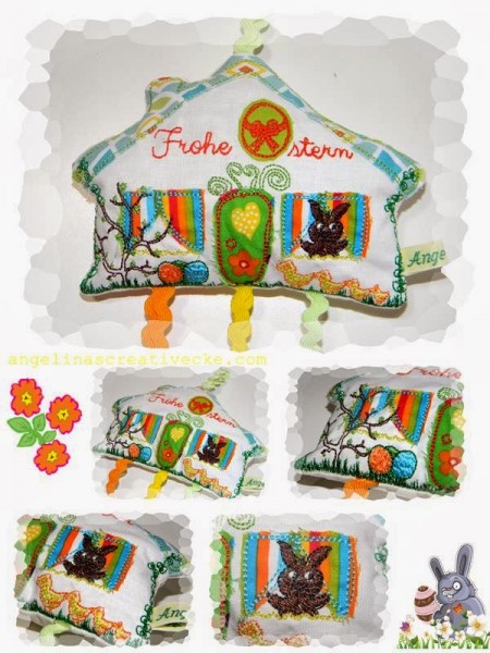 Stickdatei "Hoppy Easter" Haustürschild ITH 13x18cm