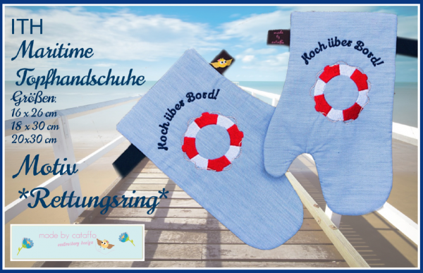 Embroidery design maritime Kitchen gloves ITH for 6.2x10.2" hoops and bigger complete set