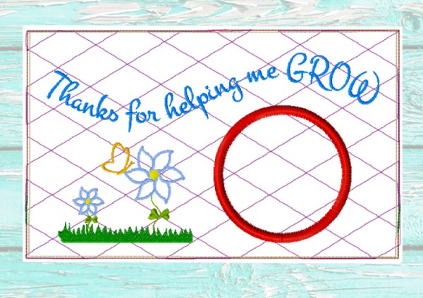 Stickdatei Mug Rugs "Danke" für Erzieher und Lehrer 16x26 cm Rahmen ITH