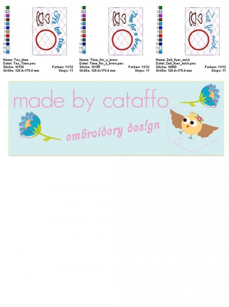 Stickdatei Mug Rugs mit Wendeöffnung 13x18 cm Rahmen ITH