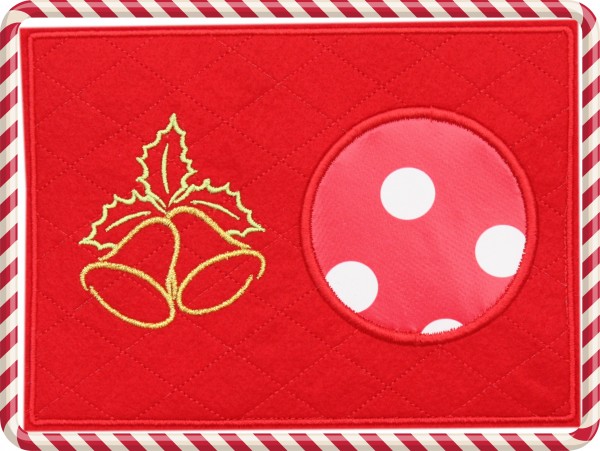 Embroidery file "Xmas Mug Rugs" ITH 5.1 x 7" with satin border