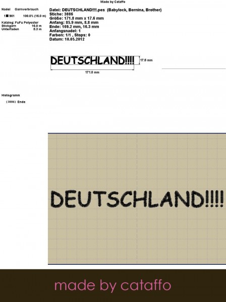 Stickdatei für Flaggen Mug Rugs - für 13x18 cm