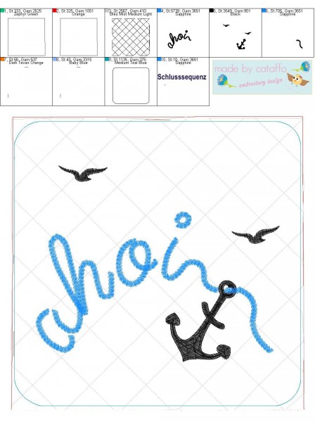 mbroidery design maritime pot mats ITH for 7.8.2x7.8" hoops and bigger "Ahoi"