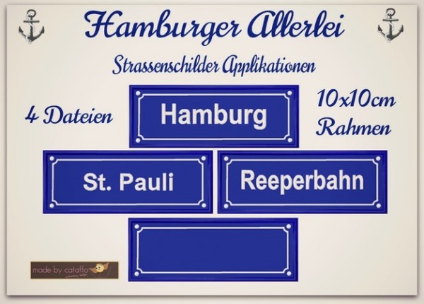 Embroidery design Hamburger Allerlei 3.9" x 3.9" Nostalgieschilder