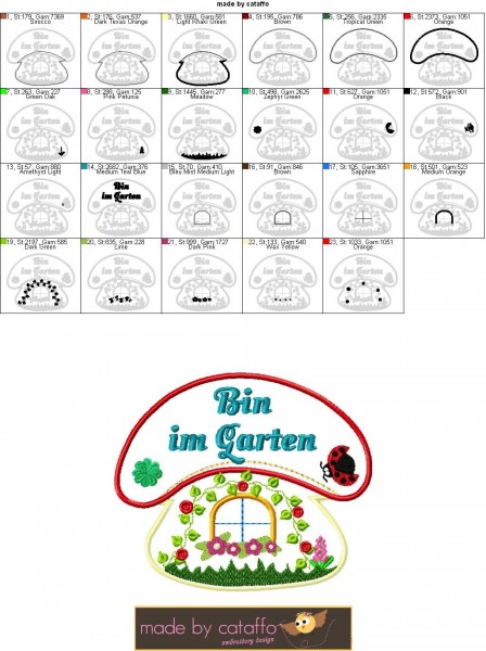 Stickdatei "Pilzhaus" Haustürschild ITH 18x30cm