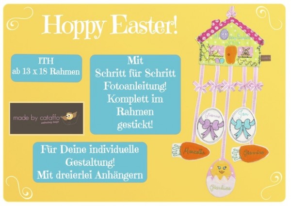 Stickdatei "Hoppy Easter" Haustürschild ITH 13x18cm