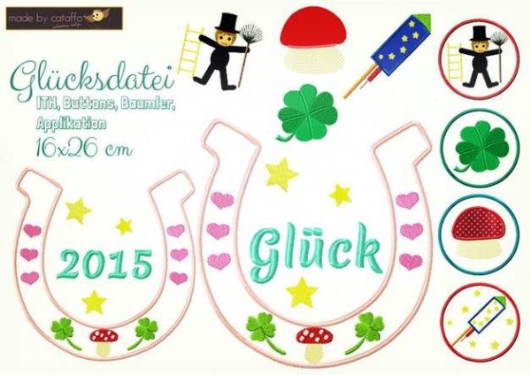 Stickdatei "Glücksdatei" Hausschild ITH 16x26cm