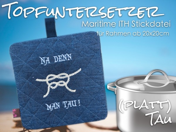 Stickdatei Maritime Topfuntersetzer "Komplett-Set" ITH für ab 20x20 Rahmen
