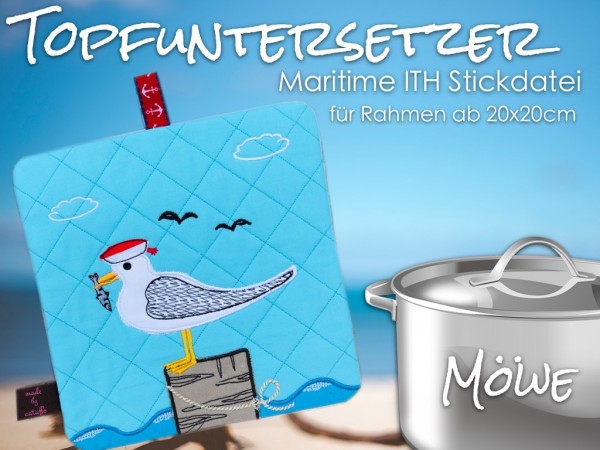 mbroidery design maritime pot mats ITH for 7.8.2x7.8" hoops and bigger "Seagull"